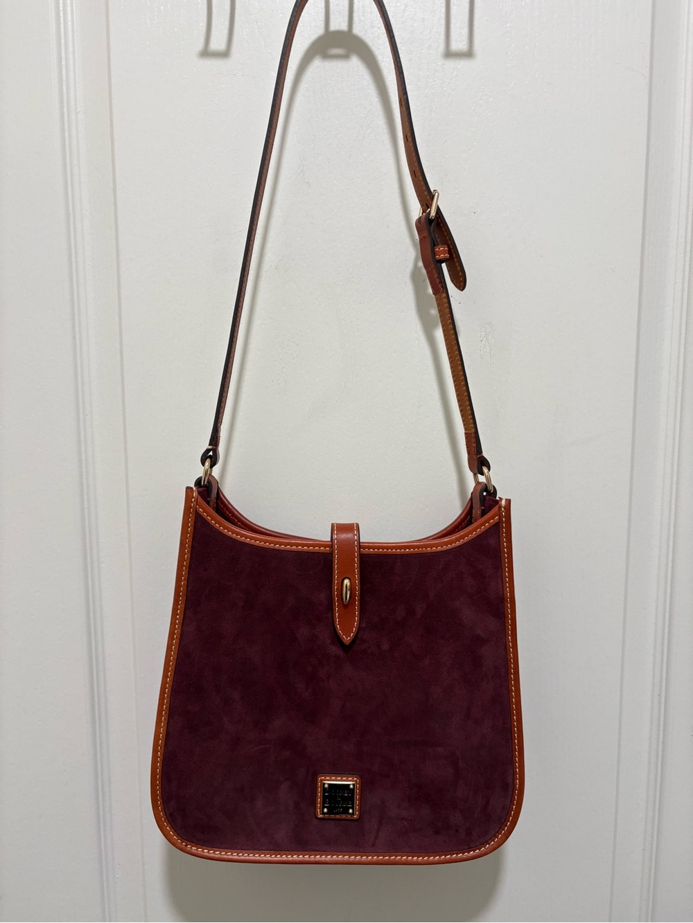Dooney & Bourke Suede Small Messenger in Wine
